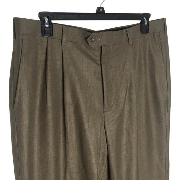 Perry Ellis America Dress Pants Mens 40x32 Brown Pleated Cuffed Front Slacks - Picture 3 of 16